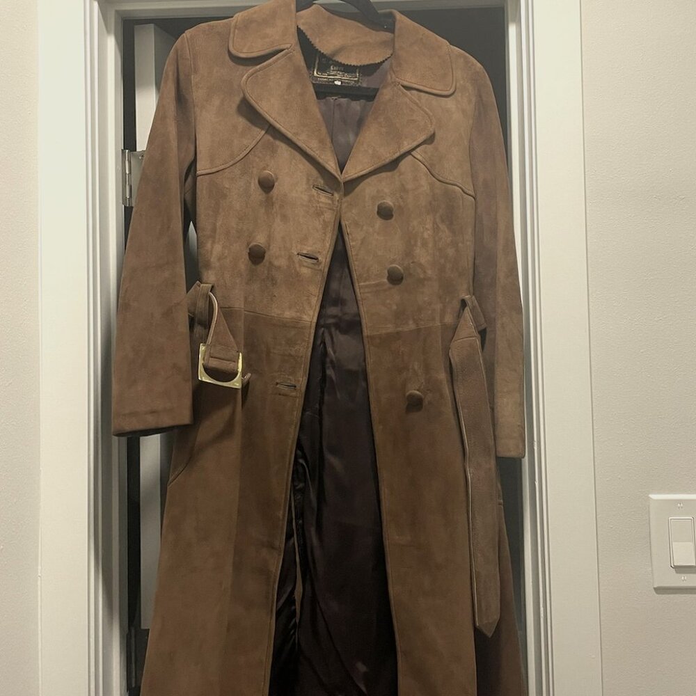 Vintage leather Suede Trench Coat
